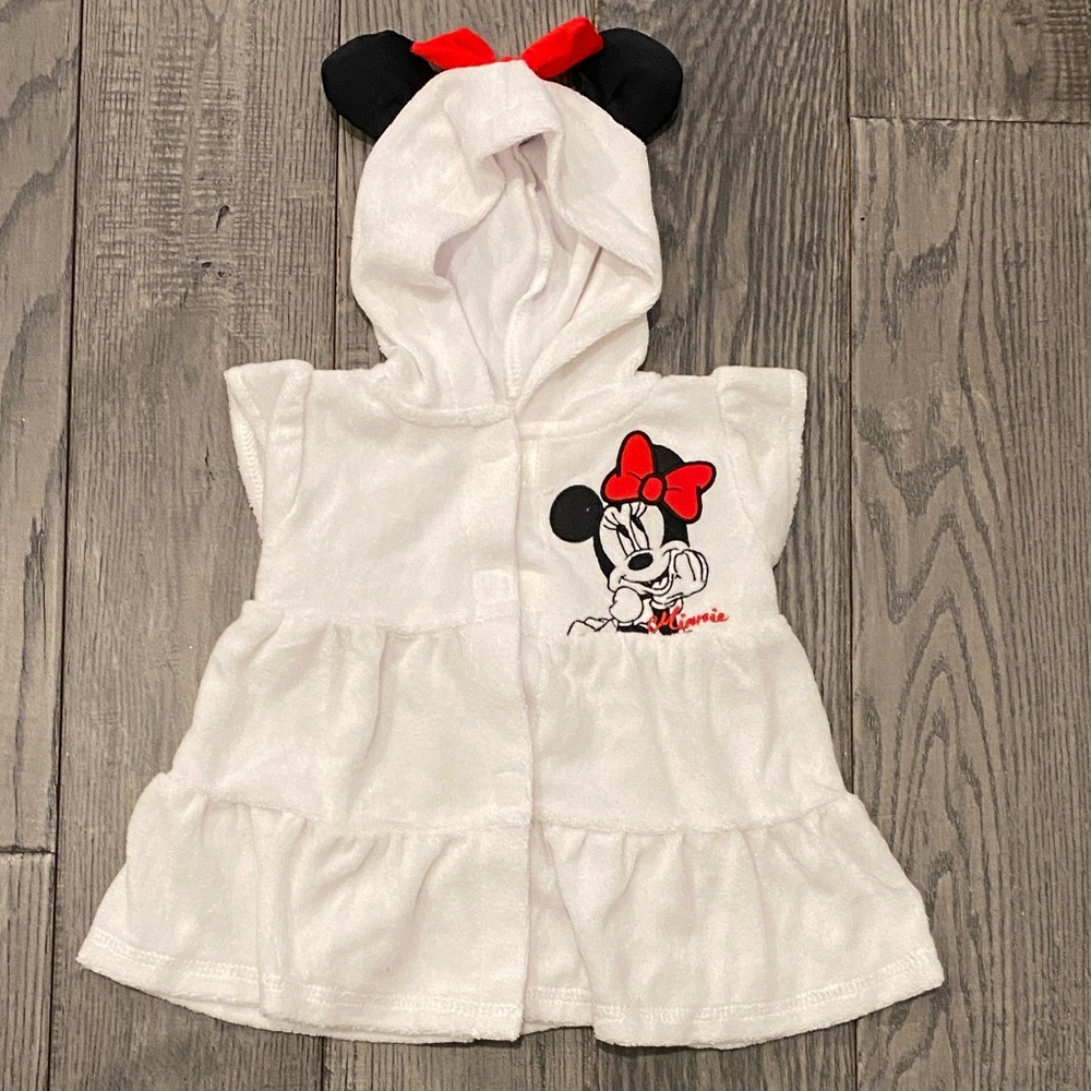 ‼️Disney White and Red Minnie Mouse Hooded Swim Coverup